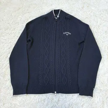 callaway 캘러웨이 케이블 니트 지퍼 가디건 네이비
