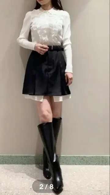 snidel 프릴 칼라 도킹 니트 풀오버