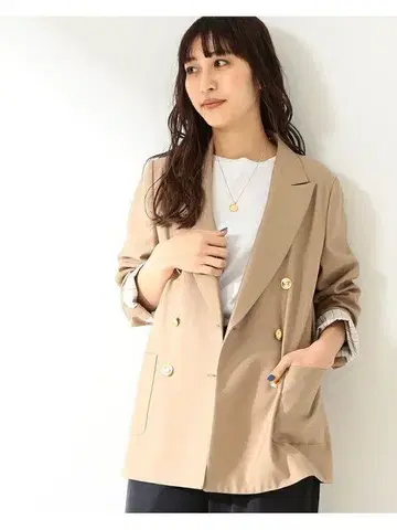 Demi-Luxe BEAMS 트윌 더블 테일러드 자켓 골드 버튼 38
