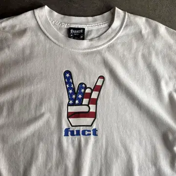 FUCT 90s HORNED HAND TEE 성조기 티셔츠 L 화이트