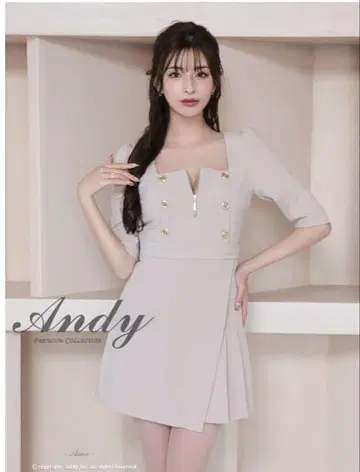 Andy 베이지 미니 드레스 반팔 백 오픈 M