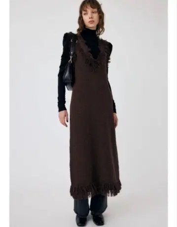 MOUSSY 마우지 FRINGE KNIT 드레스 BLK