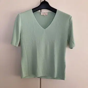 TRUSSARDI 민트 그린 V넥 반팔 니트