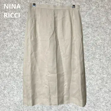 NINA RICCI 아이보리 타이트 스커트 무릎 기장 센터 플리츠