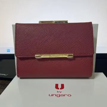U by Ungaro 소가죽 가마구치 접이식 지갑 레드
