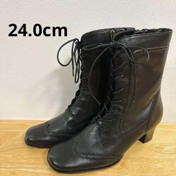 블랙 레이스업 부츠 24.0cm 부티 레이스업