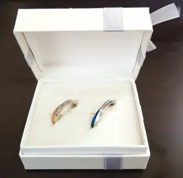 화이트 클로버 반지 핑크 7호 블루 10호 페어링 세트