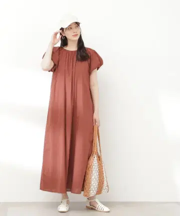 N. 코튼 보일 개더 프렌치 슬리브 원피스 S 사이즈