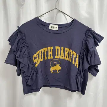 구제 의류 리메이크 T셔츠 프릴 달린 네이비 SOUTH DAKOTA