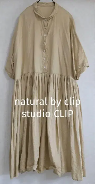 studio CLIP 린넨 100% 원피스 카멜