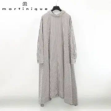 B7852 마르티니크 워셔블 스트라이프 패턴 롱 원피스