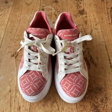 마이클 코스 로미 레이스업 스니커즈 거의 미사용 핑크 26cm