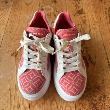 마이클 코스 로미 레이스업 스니커즈 거의 미사용 핑크 26cm