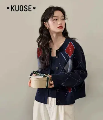 kouse 2024 christmas argyle cardigan