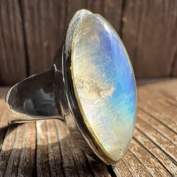 문스톤 오벌 반지 실버