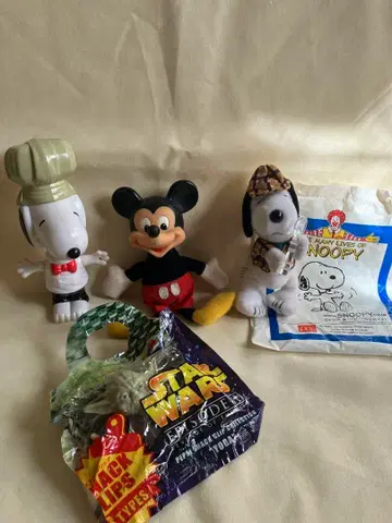 스누피 미키마우스 캐릭터 세트 맥도날드 완구