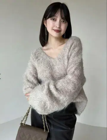 anuans 수리 알파카 니트 풀오버 베이지