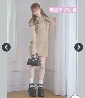미셸 마카롱 레이스업 미니 원피스 베이지 XS
