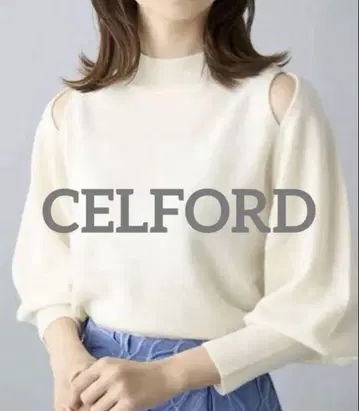 CELFORD 어깨 슬릿 캐시미어 니트 풀오버 화이트