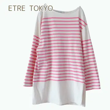에트레토쿄 ETRE TOKYO 바스크 보더 상의 롱 T 핑크