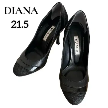 [컨디션 최상] DINA 펌프스 글리터 가죽 라운드토 블랙 21.5cm