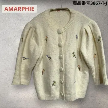 AMARPHIE 새 자수 퍼프 슬리브 니트