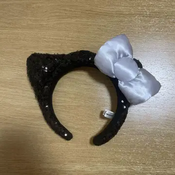 키티 머리띠 실버 리본 포함