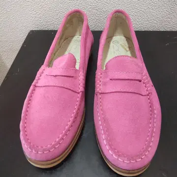 하자품 대특가, 스페인산 핑크 스웨이드 로퍼 24.5cm