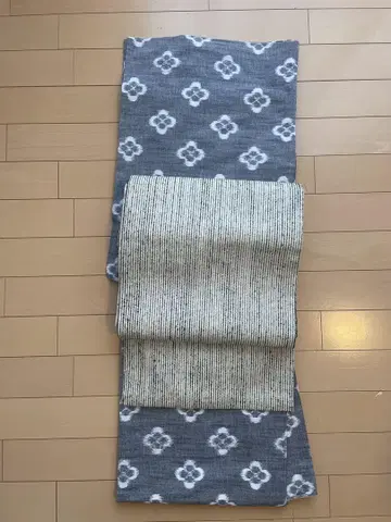 쿠루메가스리 단기모노 목화기모노 코몬 그레이