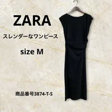 ZARA WOMAN 슬렌더 원피스 개더 블랙 스트레치 M