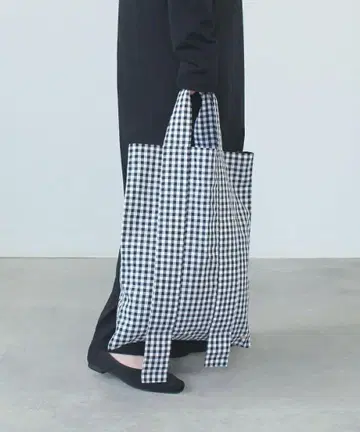 COUDRE 쿠두르 깅엄 체크 와이드 핸들 토트 카네코 아야