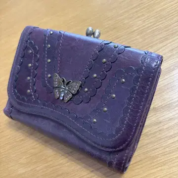 ANNA SUI 가마구치 3단 폴더형 지갑 퍼플 안나수이