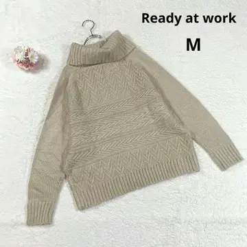 [ Ready at work ] 터틀넥 니트 M 케이블 짜임 베이지