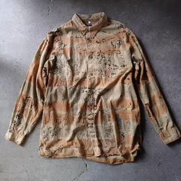 유즈드 구제 의류 디자인 셔츠 카모플라쥬 핸 페인팅 셔츠