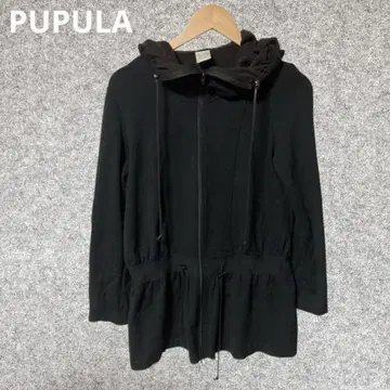 PUPULA 블랙 후드 부착 마운틴 파카