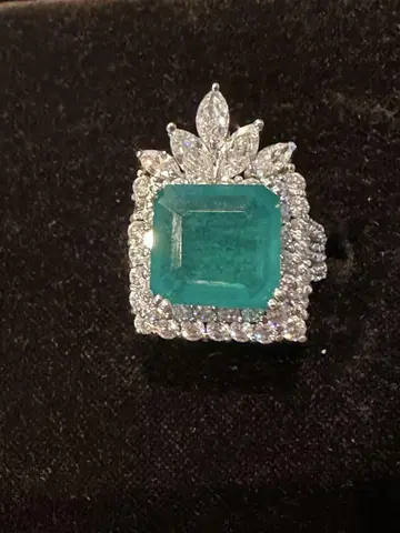 에메랄드풍 반지 실버 925 꽃 디자인