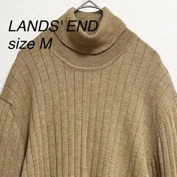 LANDS' END 터틀넥 니트 스웨터 울 100% 남성용 M