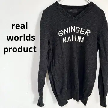 real worlds product 니트 스웨터 캐시미어 혼방 M 블랙