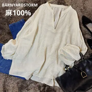 밴야드 스톰 카프탄 린넨 블라우스 볼륨 슬리브 핀턱