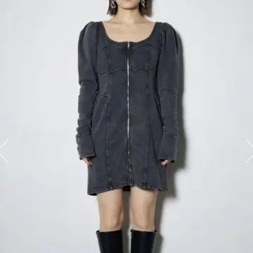 rienda 데님풍 CUT 미니 원피스