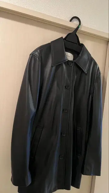 블랙 가죽 롱 자켓