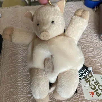 택 포함 새상품 피크닉 월드 돼지 봉제 인형 코인 파우치 레트로