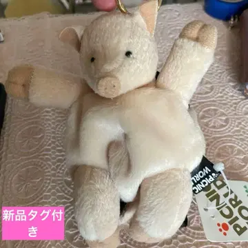 택 포함 새상품 피크닉 월드 돼지 봉제 인형 코인 파우치 귀여운 레트로