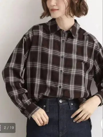 이번 시즌 grove 그로브 옴브레 체크 셔츠 브라운 체크