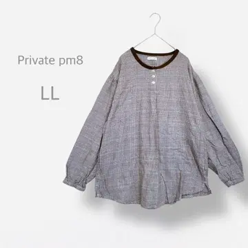 [ private pm8 ] 글렌체크 헨리넥 블라우스 스모크
