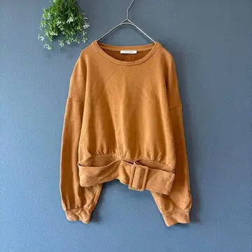 자라 [S] 숏 기장 맨투맨 트레이닝복 상의 티셔츠 허리 벨트
