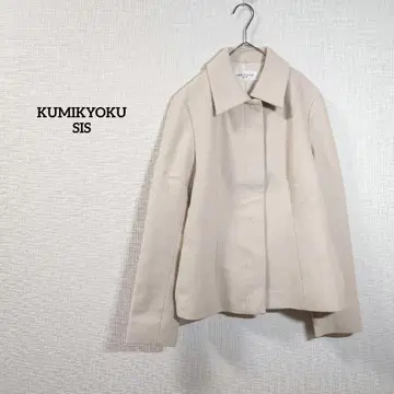 쿠미쿄쿠 시스 코트 아우터 베이지 자켓 울 버튼