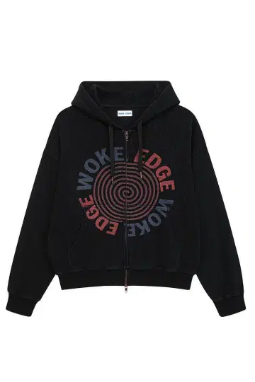 WOKE EDGE Washed Thermal Zip Hoodie