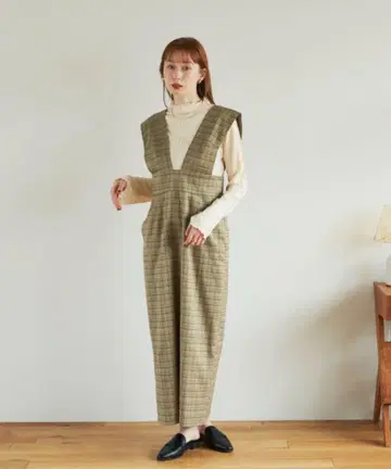 hinari 하이웨스트 체크 점퍼 스커트