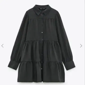 ZARA 블랙 긴팔 티어드 미니 원피스